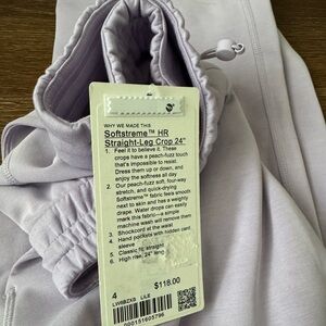 NWT lululemon Softstreme High-Rise Straight-Leg Cropped Pant (Lily/Lilac) Sz 4